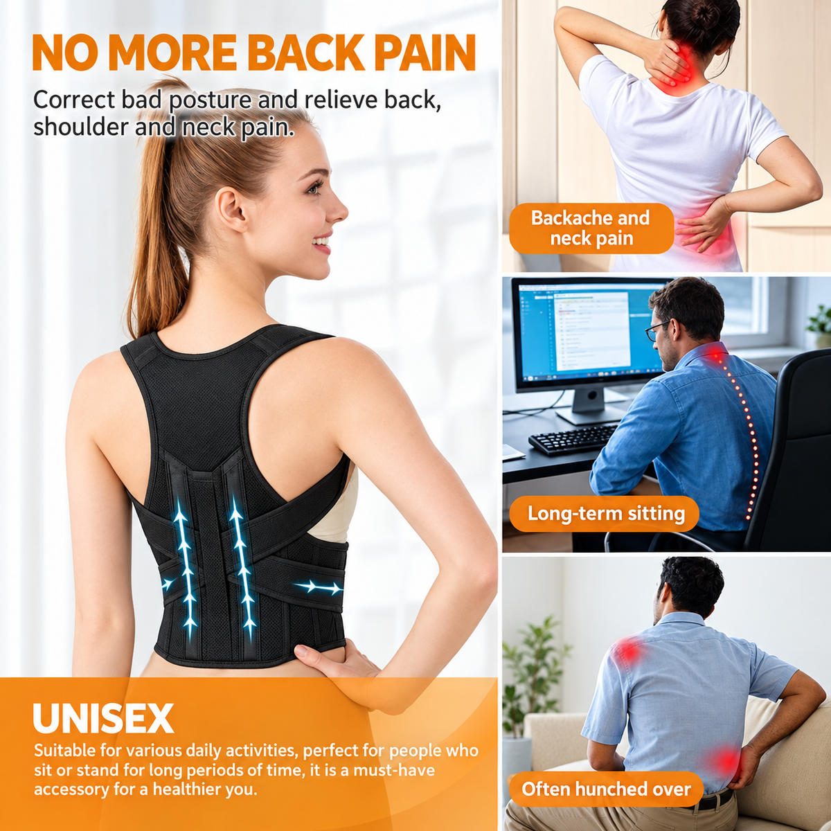 Magnetic Back Brace Posture Corrector Belt Free Size
